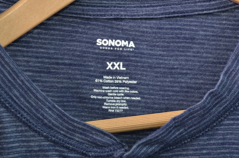 Sonoma Henley T 恤男式 2XL 短袖棉混纺套衫针织 — 第 3/4 张图片