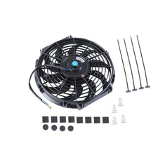 Black 12" Slim Fan Push Pull Electric Radiator Engine Cooling 12V Mount Kit
