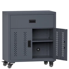 Easy Assemble Steel Lock Cabinet 31.49" with Removable Shelves Rolling Design