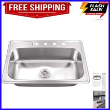 Drop-In 33 in. Single Bowl 20 Ga. Stainless Steel Utility Sink
