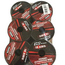 GS Power 16 Gauge Wire Automotive Electrical Spool Copper, 6 pack - 100 ft