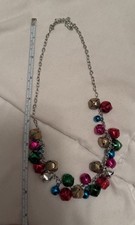 Multicolor Jingle Bell Christmas Necklace Holiday Jewelry