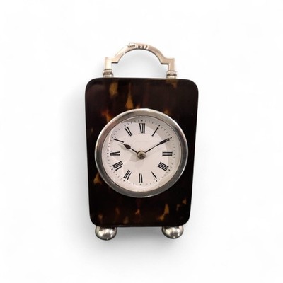 Antike Asprey London Schildpatt Sterling Silber Kutschenuhr 8 Tage 1919