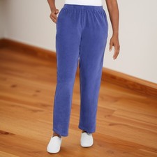 Alfred Dunner Womens Velour Pull On Straight Leg Pant Amthyst Size M NWT