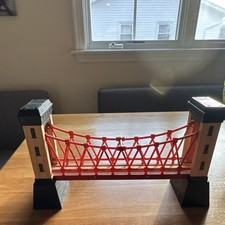 Brio Compatible Wooden Suspension Bridge Toy Red Black Preschool Train Accessory