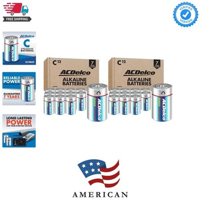 ACDelco 12-Count C Batteries, Maximum Power Super Alkaline Battery, 7-  Shelf...