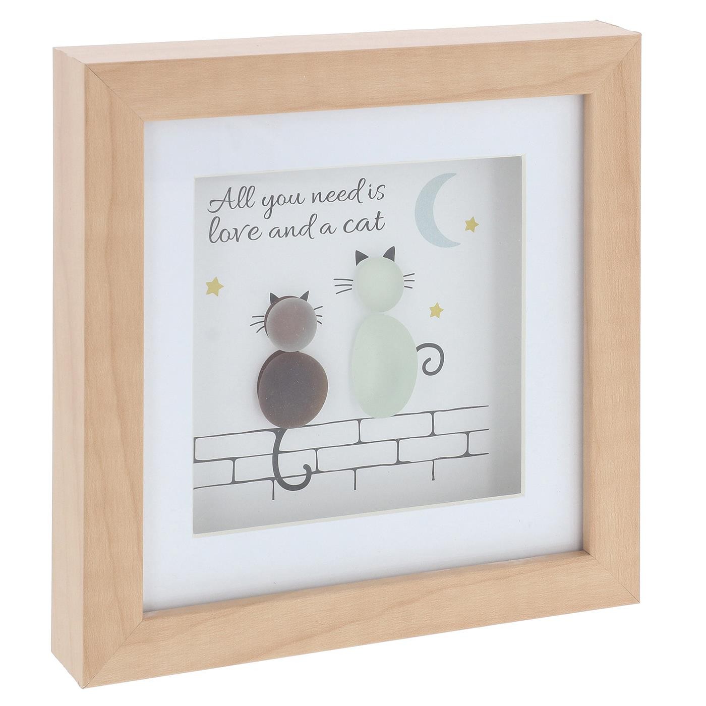 Shudehill Giftware Pebble Glass Square Plaque Cat Love
