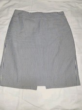 J. Crew No. 2 Pencil Skirt White Blue Stripe Cotton Spandex Women Sz 10