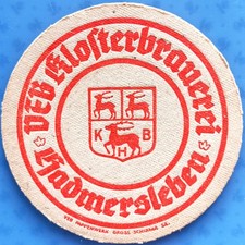 Alter Bierdeckel VEB Klosterbrauerei Hadmersleben um 1950 mit Impressum