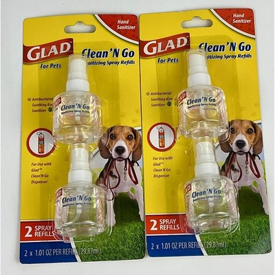 Glad Clean N Go for Pets Hand Sanitizer Spray Refills 4 Pack 1.01 oz Each