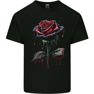 A Gothic Rose Tropfend Mit Blut Gothic Herren Leichte Baumwolle T-Shirt