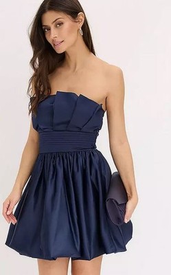 FREEMANS Satin Bandeau Partykleid Mini Dunkelblau UK 20 Plus (fmn83-1)