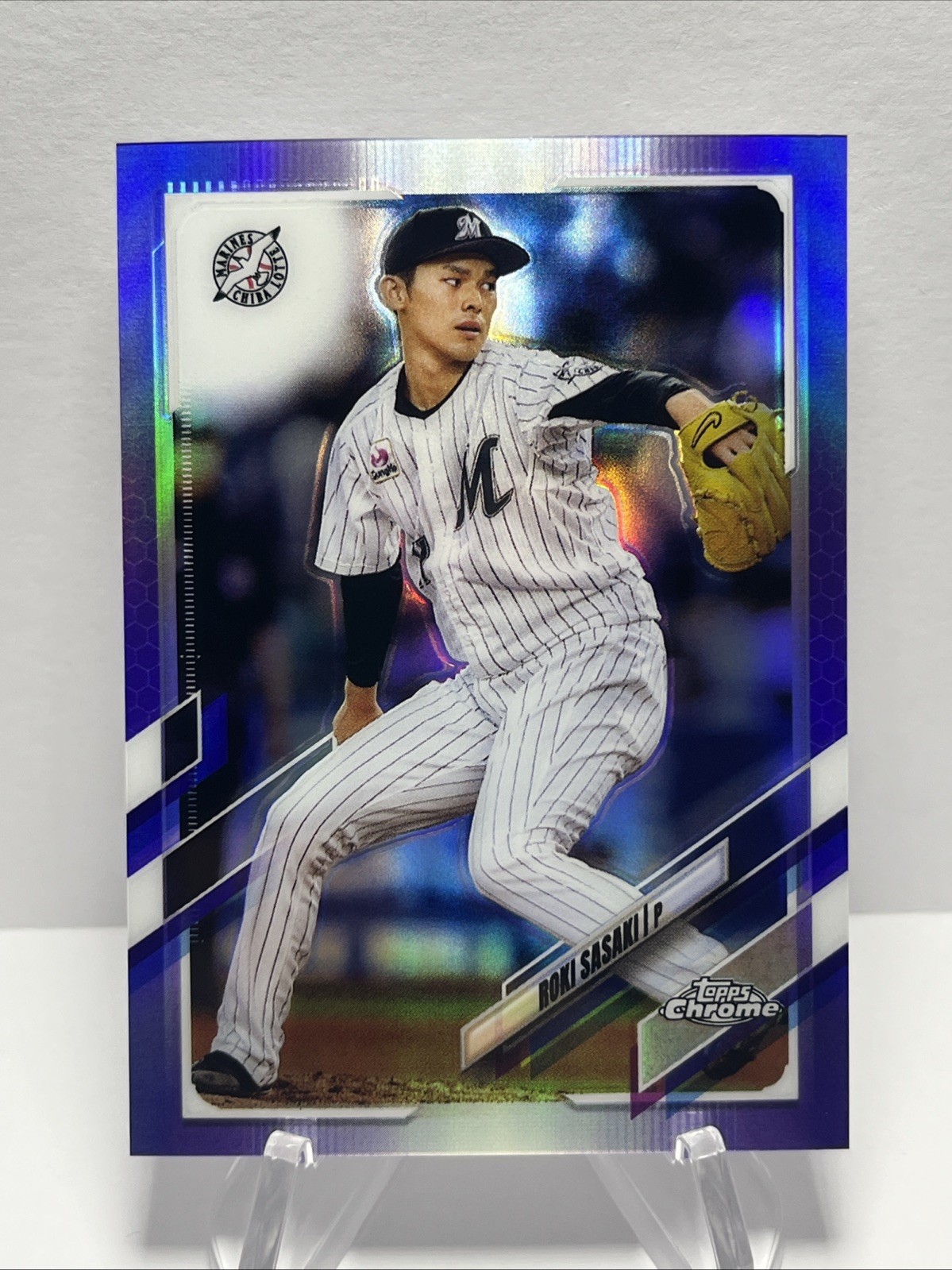 Roki Sasaki 2021 Topps Chrome NPB #194 Purple Refractor /299 Dodgers Marines