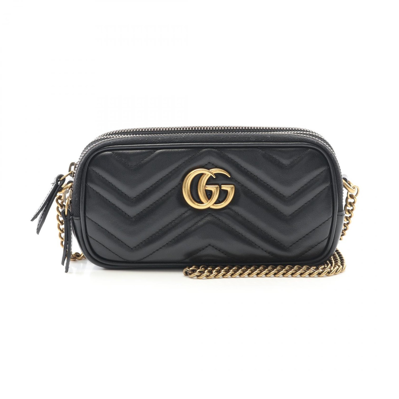 GUCCI GG Marmont Black Leather Crossbody Shoulder Bag 546581 Pre-Owned