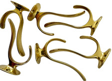 6 Double Coat Hooks Solid Brass 3.5 oz. 4 in