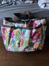 Thirty-One Floral Multicolor Multi-Pocket Craft Tote Bag with Colorful Design