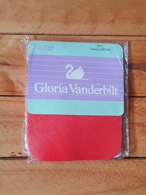 Vintage Gloria Vanderbilt Sheer to Waist Nylon Tights 1990s - S/M Red