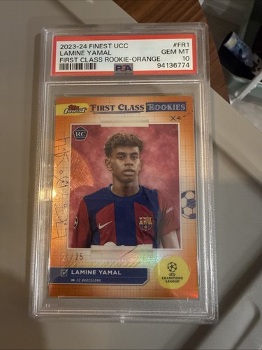 Lamine Yamal [Orange Refractor] #FR-1 2023 Topps Finest UEFA Club First Class Rookie card