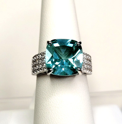 JTV BBJ 925 grüner Spinell Edelstein Ring 7,69 ctw Rhodium über Sterlingsilber Gr.8