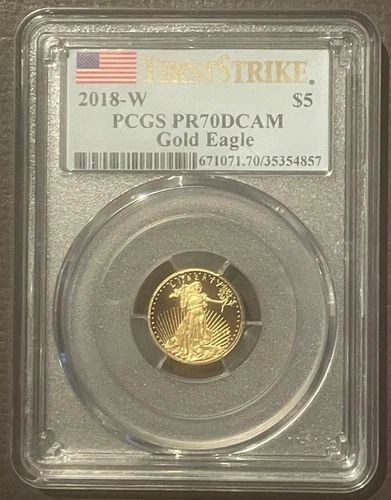 2018-W American Eagle $5 GOLD PCGS PR70 DCAM FS PROOF Coin 1/10 Oz. : 10486