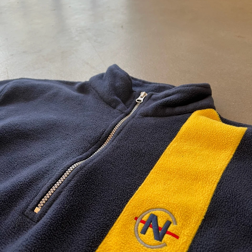 Pullover de Competición Nautica De Colección Para Hombre Mediano Azul Amarillo Vellón Años 90 Hecho en EE. UU. Foto 2 de 4