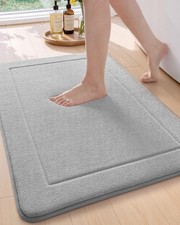 Thick Memory Foam Grey Bathroom Rugs, 24"x36" Non Slip Super Absorbent Bathma...