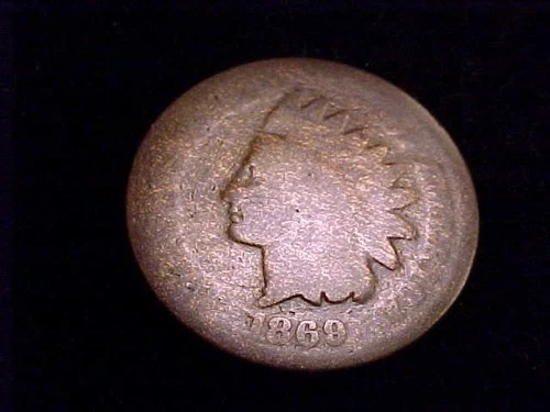 1869/8 Indian Head Cent, Well Worn About Good Grade