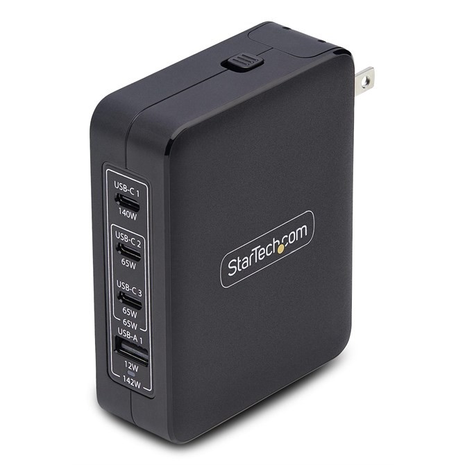 StarTech.com 140W USB-C Wall Charger 3x USB-C/1x USB-A PD 3.1 International GaN