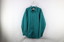 Vtg 90s Streetwear Mens L Faded Geometric All Over Print Collared Button Shirt