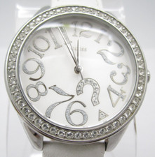 Women Guess Quartz Crystals WR Analog 36mm Dial Round Watch G729 "New Battery"