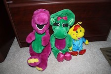Lot of 3 stuffed animals Barney, Baby Bop, BJ vintage
