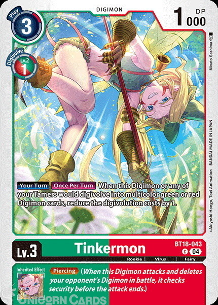 BT18-043 Tinkermon : Common Digimon Card : BT18-19: Special Booster Ver.2.0
