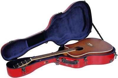 Crossrock Deluxe Fiberglass Gehäuse für 40''/41'' Dreadnought Akustik-Gitarren-Rot