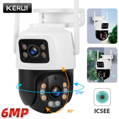 KERUI Dual Lens HD 6MP WiFi IP Camera Wireless Outdoor CCTV - Main Image