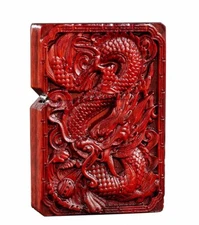 Natural Rosewood Carv Dragon Phoenix Lighter Box For Zippo Insert Kit(Case Only)