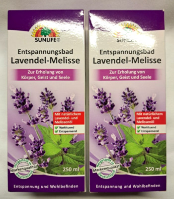 2 x 250ml Sunlife - Entspannungsbad - Lavendel- und Melissenöl - 500ml - NEU/OVP