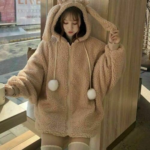 Girls kawaii Fleece Hoodie Jacket Coat 
