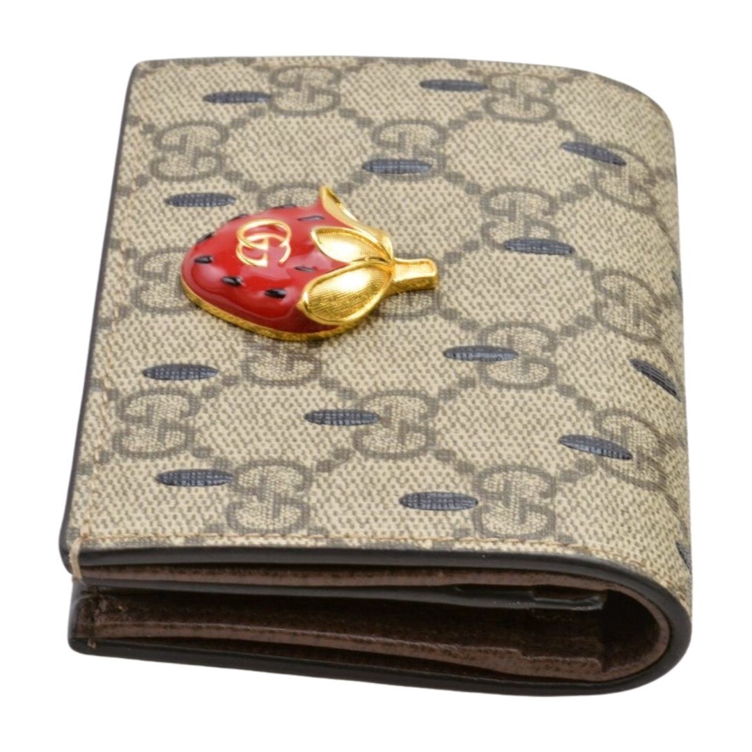 GUCCI GG Supreme Compact Wallet PVC and Leather Strawberries