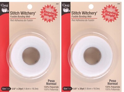 2 PK. Dritz Stitch Witchery Fusible Bonding Web Regular Weight 5/8'' by 20