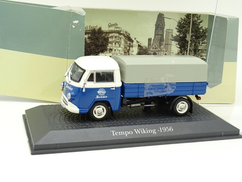 Camion Miniature Norev 1/43 Hanomag F55 1969 Benne Bâchée Pub - Bleu