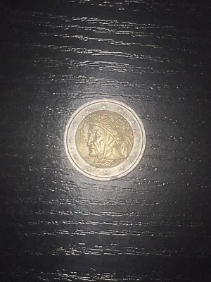 Pièce de monnaie 2 euro Italie Dante Alighieri 2002 avec des erreurs de frappe - Photo 1/2