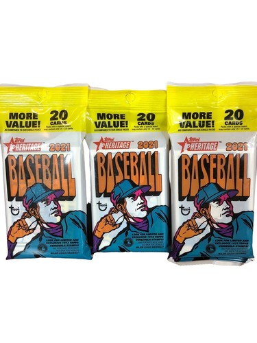 2021 Topps Heritage MLB Baseball Cello Value Packs- 20 Cards per Pack (Qty: 3) - 第 1/5 張圖片