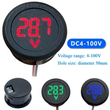 Car Voltmeter DC 4-100V LED Digital Display Round Two Wire panel Voltage Meter S