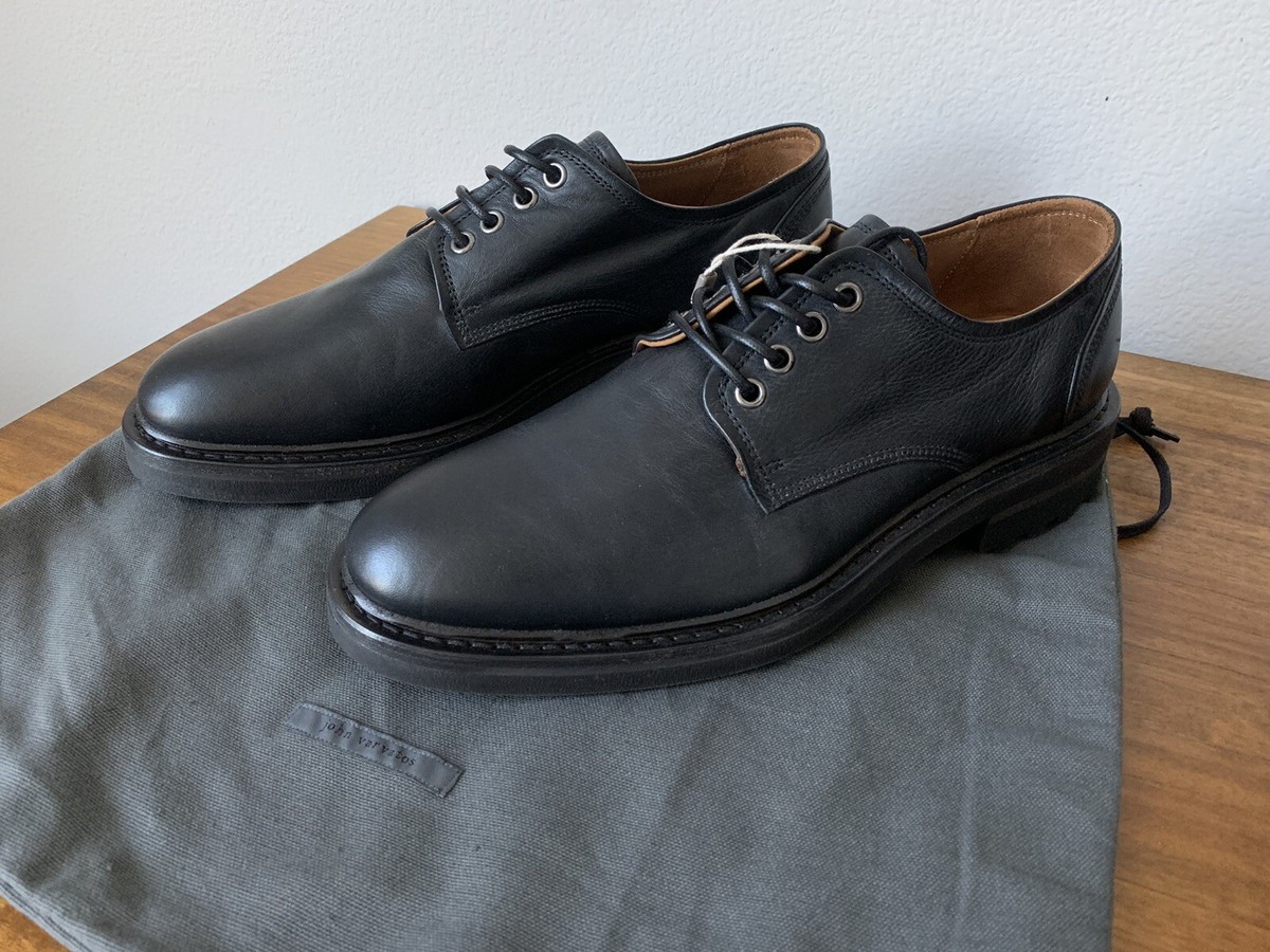 $598 John Varvatos Collection Black Leather Lug Sole Derby 