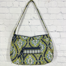 Vera Bradley Shoulder Bag Green Floral Cotton Quilted Rare Retired Pattern Purse