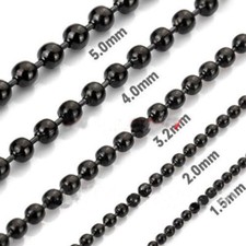 Wholesale 1.5-12mm Black Stainless Steel Bead Ball Chain Necklace Men Women