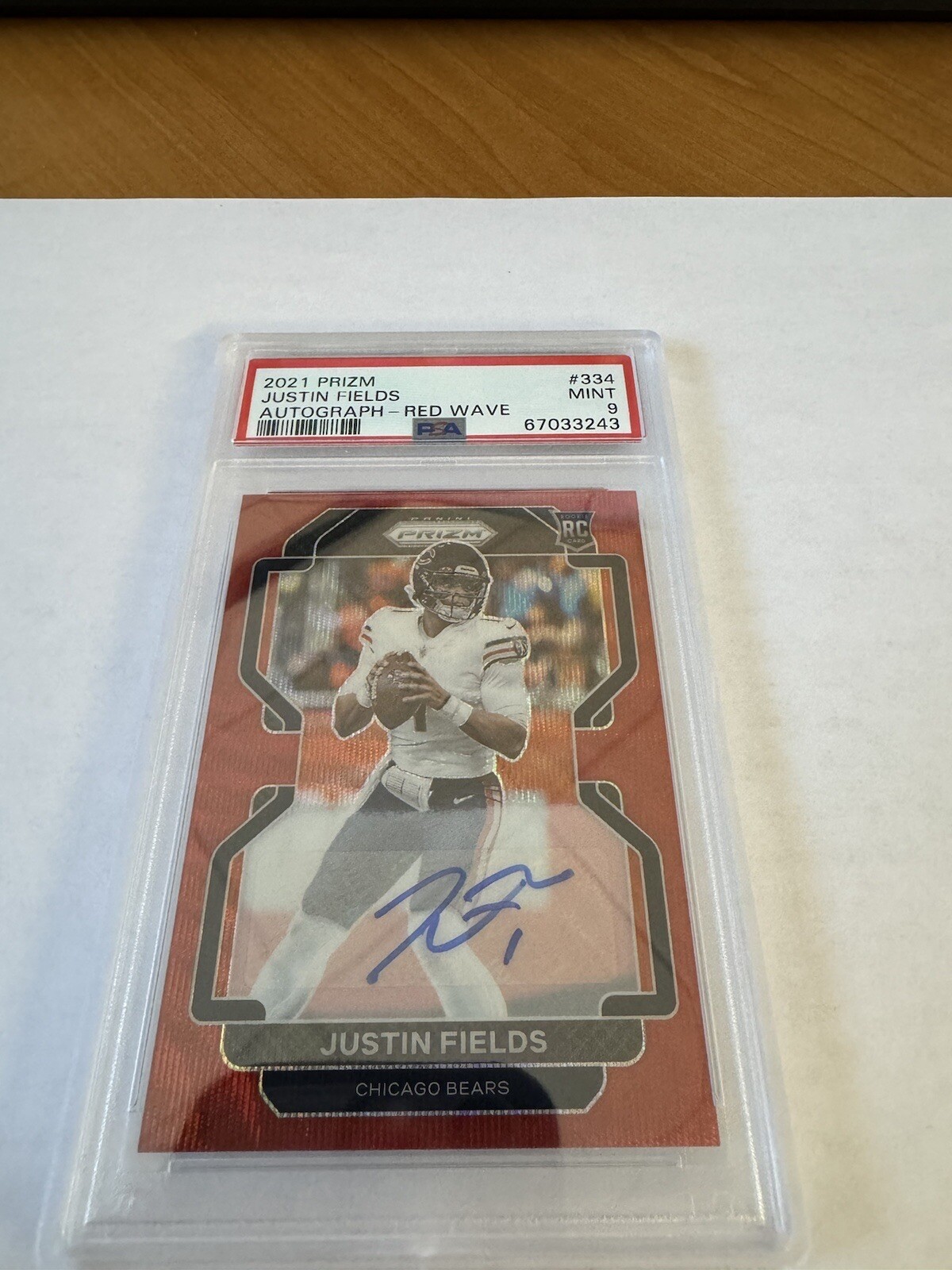 2021 Panini Prizm JUSTIN FIELDS Rookie Red Wave Auto #/149 PSA 9 GEM MT RC 334