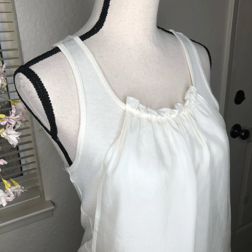 Club Monaco Cream Silk Chiffon Overlay Top - Image 4 of 4