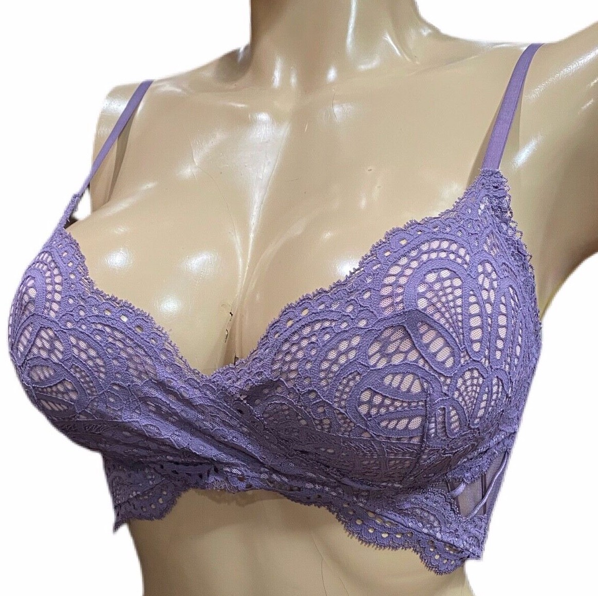 Victorias Secret Dream Angels Sexy Lace Mesh Bralette Bra Purple