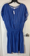 New With Tags GAP Blue Casual Striped Dress Size Large